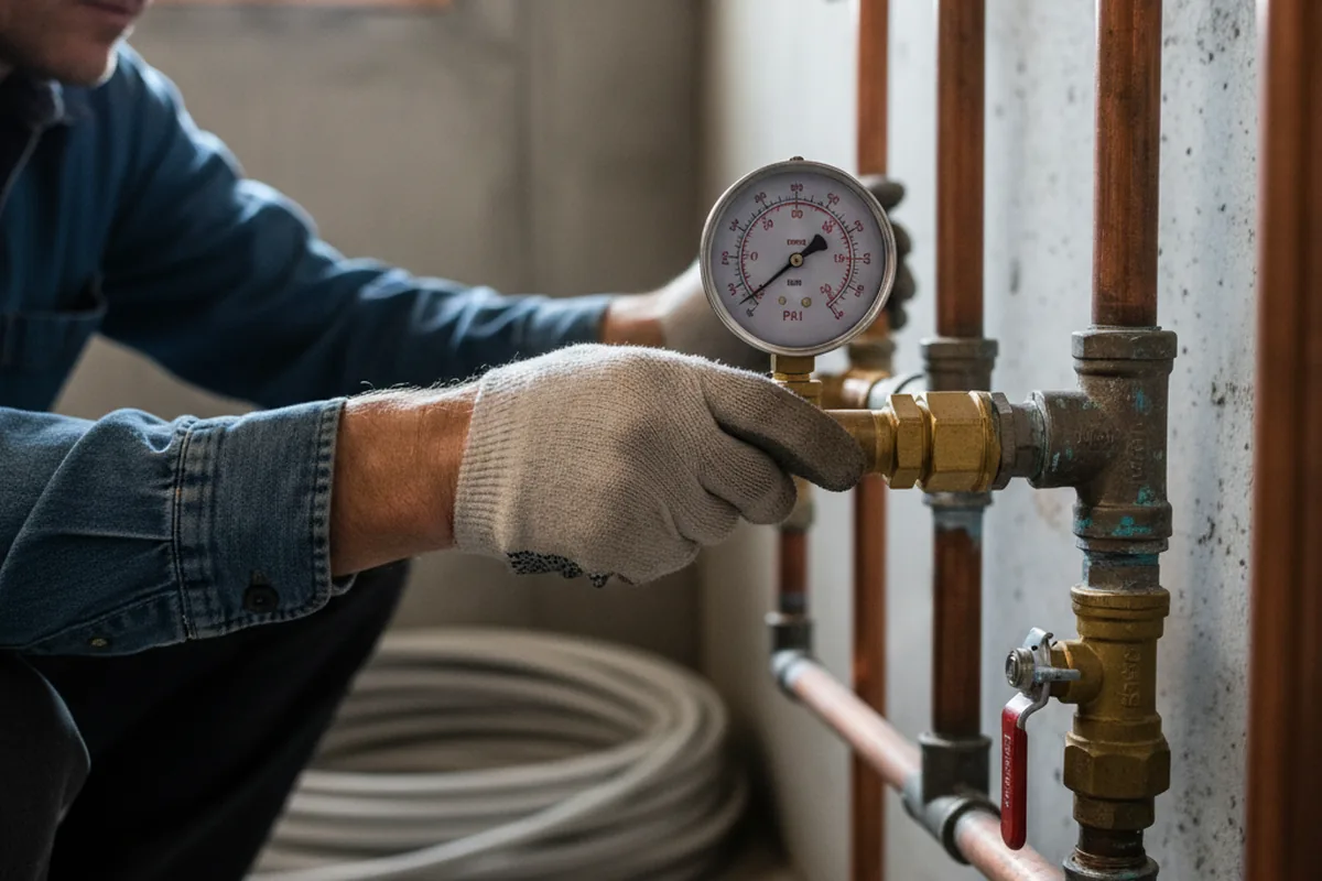 Pressure testing a repaired line during Water Line Repair in Willet
